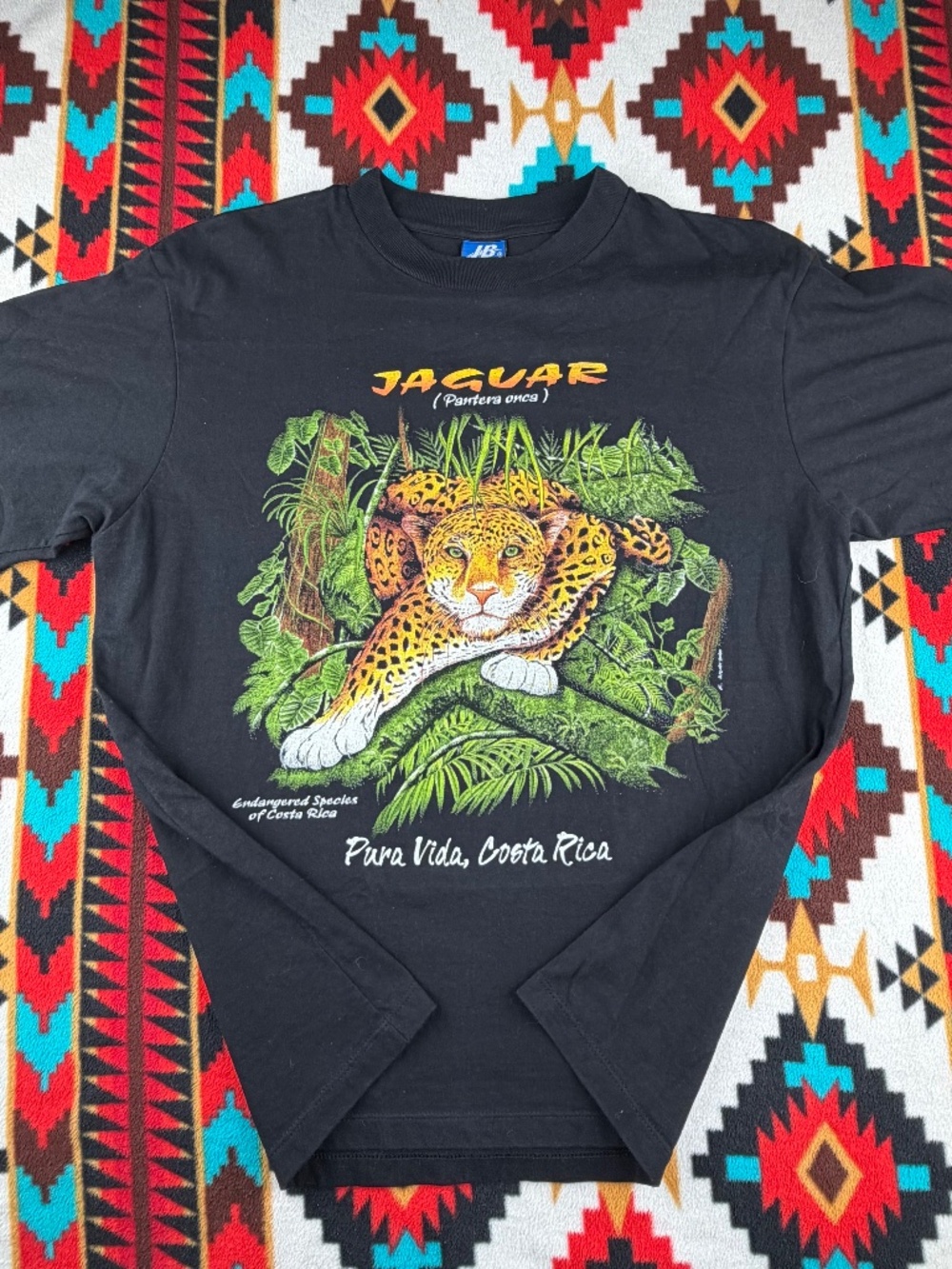 Vintage Jaguar Costa Rica Wildlife Graphic Tee Jungle Animal Nature Shirt M